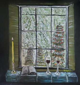 Christmas trees fir tree snow candle landscape